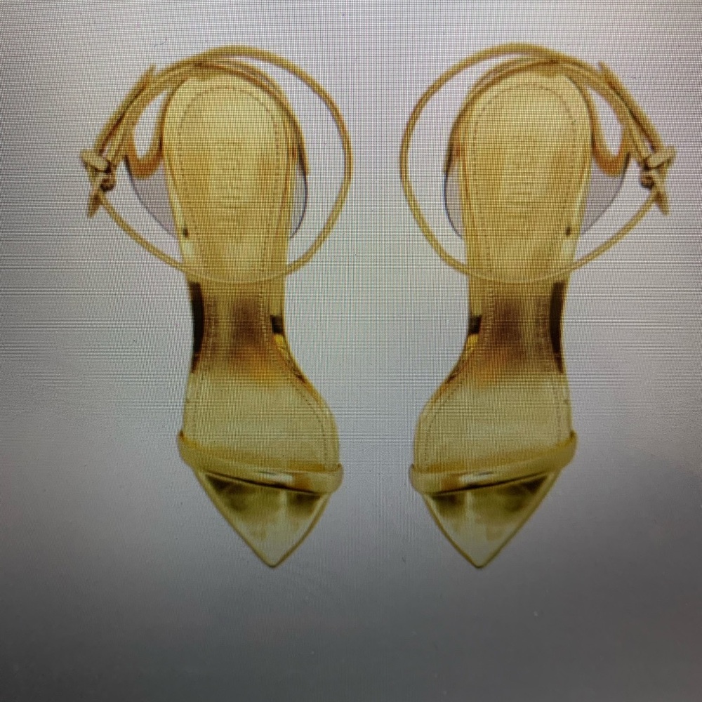 Schultz Gold Skye Mid Stiletto Specchio Leather Sandal